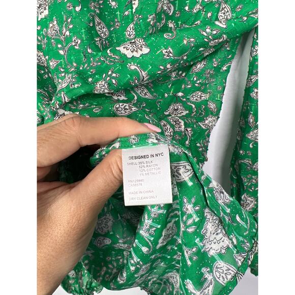 NEW Intermix Marika Ruffled Fil Coupé Casual Blouse Women's Green Size: XS - Picture 8 of 9